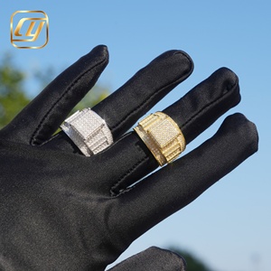 Wholesale Custom S925 Silver Lab Created Diamond Square Cluster Ring IGI Certificate Micro Pave Engagement Wide Band Jewelry - Product Image 5