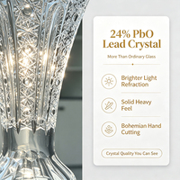 Vente en gros de vases en cristal 24% PBO au plomb, logo gravé OEM, vase transparent avec relief pour mariage et décoration