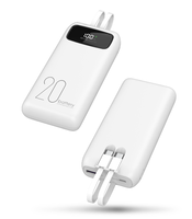 PINUODA Mini PD22.5 Charge rapide 5K-20K Batterie externe portable de voyage à grande capacité en polymère de lithium avec double câble LED Type-C/USB