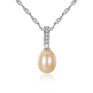 Collar de Plata de Ley S925 con Cadena de Ondas y Colgante de Perla de Agua Dulce, Joyería Minimalista para Mujer, Venta al por Mayor - Product Image 1