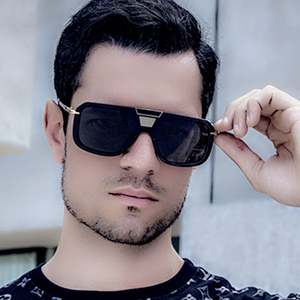 Lunettes de soleil de luxe 2025 pour hommes, monture large, noires, dégradées, tendance, pour femmes, style vintage, surdimensionnées, carrées - Product Image 2