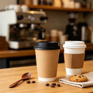 Gobelets en papier jetables à double paroi avec logo en relief, écologiques, pour boissons chaudes, café, thé, vente en gros pour cafés - Product Image 2