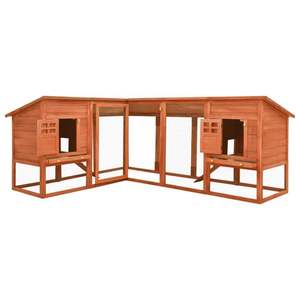 Clapier à lapins en bois massif JX Outdoor avec un design spacieux, protection contre le vent et la pluie, intérieur chaud et grande zone d'activités - Product Image 3
