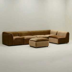 Divano Modulare Stile <span class=keywords><strong>Vintage</strong></span> Melard per Piccoli/Grandi Appartamenti in Tessuto Vellutato Tre Posti Mobile Angolare Imbottito in Spugna - Product Image 3