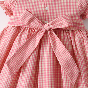 2027 Girls <strong>Summer</strong> <strong>Dresses</strong> Peter Pan Collar Puff Sleeve Smocked Plaid Clothing Wholesale <strong>Dress</strong> for Kids Girls 2 to <strong>14</strong> Years Old - Product Image 5