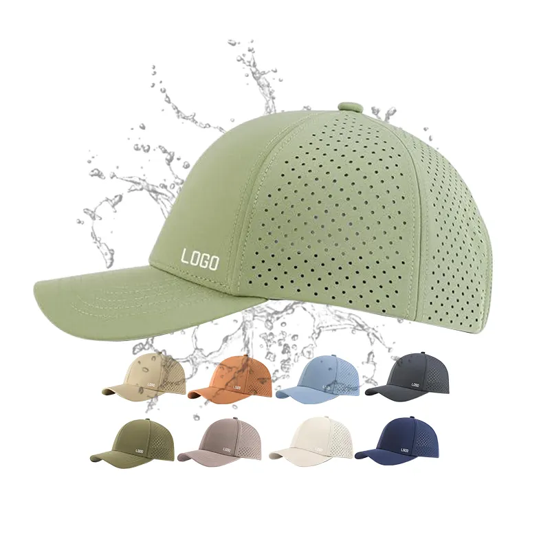 Classic Blue Orange Black Light Grey Quick Dry 100% Polyester Laser Holes Perforated Mesh Breathable Baseball Cap