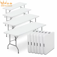 Table pliante en plastique HDPE blanc 4 pieds 5 pieds 6 pieds 8 pieds Conception rectangulaire portable facile à nettoyer et étanche à l'humidité pour une utilisation en extérieur