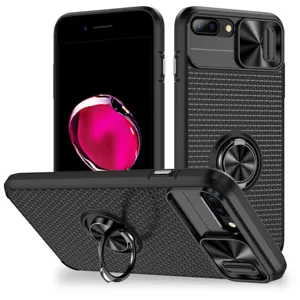 Housse en Silicone de luxe antichoc, Protection complète du téléphone arrière avec béquille pour iphone 7 plus