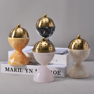 Toptan dekoratif Bakhoor lüks brülör bej mermer yeşim tütsü brülör Bakhoor - Product Image 5