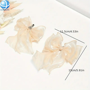 Broche de zapato con lazo de malla de satén Beige, <span class=keywords><strong>Clip</strong></span> de zapato extraíble <span class=keywords><strong>para</strong></span> mujer, Sandalia de tacón alto <span class=keywords><strong>para</strong></span> boda, accesorios decorativos de <span class=keywords><strong>joya</strong></span> - Product Image 2