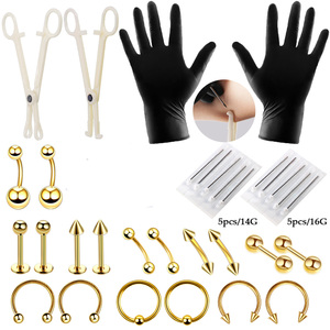 Kit de herramientas y agujas <span class=keywords><strong>para</strong></span> <span class=keywords><strong>piercing</strong></span> corporal de acero quirúrgico <span class=keywords><strong>para</strong></span> nariz, septum, labio, ceja, lengua, ombligo, pezón y aretes - Product Image 4