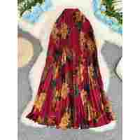 Robe vintage haut de gamme imprimée de fleurs végétales, taille empire, infroissable, plissée, coupe trapèze, pour l'été, style Europe, Amérique, Afrique du Sud