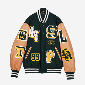 Veste de baseball universitaire personnalisée OEM ODM avec logo brodé et patchwork, taille standard, <span class=keywords><strong>article</strong></span> neuf, veste universitaire brodée - Product Image 1
