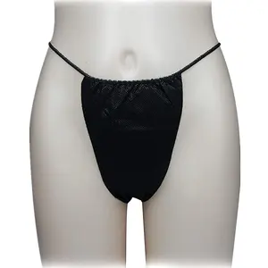 Siyah kolay satın alma t-pantolon G-string olmayan dokuma kumaşlar 100 adet/paket tek kullanımlık tanga külot SPA için