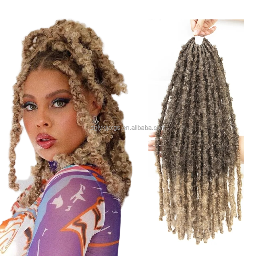 LW-92QT Großhandel New Style Butterfly Locs Haar Pre Looped Flechten Locs Häkeln Haar Butterfly Locs Haar