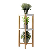 Support de fleurs d'extérieur moderne en métal couleur bois, 3 niveaux, gain de place, pour exposition et réception, avec revêtement poudré