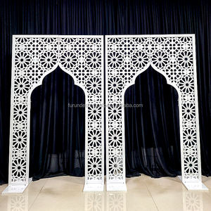 Personalizable blanco boda arco cuadrado Metal artesanía hornear acabado tallado puertas directo de fábrica fuente para el hogar boda - Product Image 3