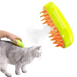 2024 Dropshipping 3 In1 Cat Steam Brush Removal Comb Rechargeable Pet Hair Grooming Cleaner Brush Cat Bath Massage Brush For Cat