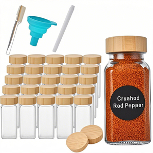 Rỗng vuông 4oz 120ml gia vị lưu trữ hạt tiêu container thủy tinh gia vị gia vị Jar với Shaker tre có nắp đậy - Product Image 6