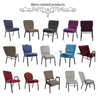 Chaise d'église ergonomique classique moderne avec dossier rembourré en tissu polyester gris et coussin rembourré