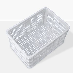 White Plastic Turnover Basket 60X42X31Cm Stackable Industrial Storage Basket For Warehouse Logistics - Product Image 1
