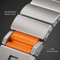 Correa de Reloj de Titanio para Samsung Galaxy Watch Ultra 47mm con Incrustaciones de Silicona, Cierre Magnético, Correa de Metal Elástica para Deportes al Aire Libre