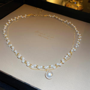 C & J复古Mapei珍珠项链耳环套装宫廷风格宴会水钻短链舞会约会新娘婚礼饰品 - Product Image 3