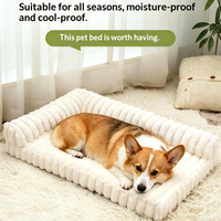 Lit pour animaux de compagnie en mousse à mémoire de forme orthopédique, imitation fourrure de lapin, tissu shaggy lavable, pour chat et chien, canapé d'intérieur, fabrication directe d'usine OEM