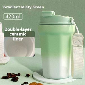 Premium 304 Stainless Steel Vacuum Insulated Coffee Mug Ceramic Lined with <b>Straw</b> Laser Engraved Logo Business Gift <b>Cup</b> Wholesale - Product Image 3
