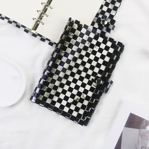New checkerboard binder notebook simple detachable PVC notebook A6