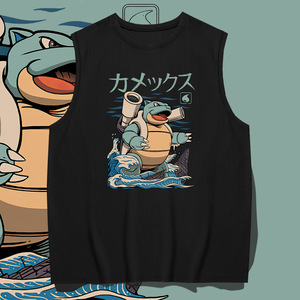 Chaleco Logo Personalizar Fabricante de ropa Bajo MOQ Vestes Pareja <span class=keywords><strong>Manga</strong></span> Pocket Monsters Squirtle Mujeres Chalecos Anime Camiseta - Product Image 1