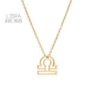 Collier pendentif signe du zodiaque creux en fil métallique, inspiré du <span class=keywords><strong>horoscope</strong></span> 3D, en acier inoxydable plaqué or, vente en gros - Offre Spéciale - Product Image 6