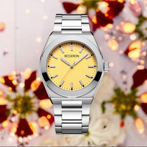 Besseron 316L Stainless Steel Shiny Bezel Various Color Custom Design <b>Quartz</b> <b>Men</b> <b>Watches</b> - Product Image 2