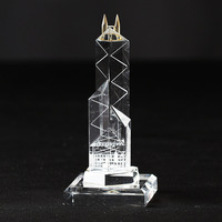 Modelo de Edificio 3D en Cristal de Alta Calidad, Disponible para OEM/ODM, con Tamaño y Logotipo Personalizados, para Regalo Empresarial o Souvenir