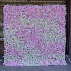 5D mawar merah buatan 8 kaki x 8 kaki bunga hidrangea latar belakang dinding untuk dekorasi pernikahan