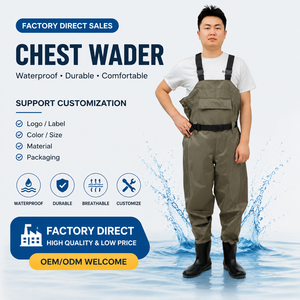 Cuissardes montantes en nylon robustes, résistantes aux rayures et aux taches, entièrement imperméables pour la récolte de lotus en étang et la cueillette de fruits de mer, direct usine OEM - Product Image 1