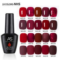 AS-Vernis à ongles en gel rouge cerise UV, couleurs pures, manucure, nail art, nail art design, couche de finition de base