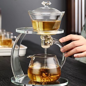 La théière en verre borosilicate 2-en-1 à conception automatique peut infuser n'importe quel thé parfait pour la détente à la maison et le bureau - Product Image 2