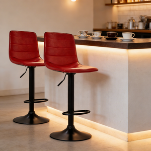 Chaise <span class=keywords><strong>de</strong></span> <span class=keywords><strong>bar</strong></span> pivotante multicolores, réglable en hauteur, en PU, avec dossier et repose-pieds - Product Image 5