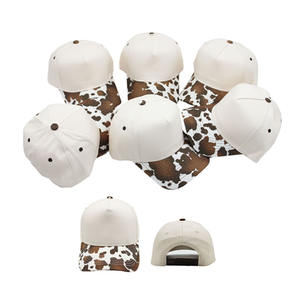 女性用無地牛プリントブリム5パネルトラック運転手帽子2トーンヒョウカラーコットンスナップバックキャンバススポーツ迷彩野球帽 - Product Image 2