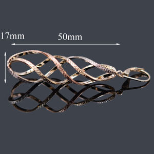 Boucles d'oreilles longues à trois tons pour femmes, bijoux plaqué or 14k, 2020, nouvelle mode, vente en gros - Product Image 2