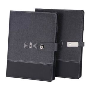 Cuaderno de Cuero de Alta Calidad con Tapa Blanda y Hojas Sueltas, con Cargador Inalámbrico y Banco de Energía, Memoria USB de 8 GB, Regalo para Hombre - Product Image 1