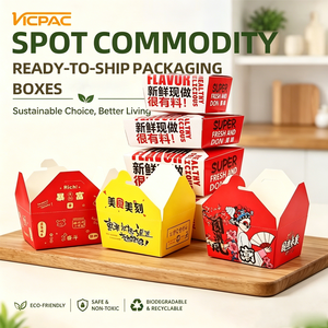Caja para Aperitivos de Papel Kraft Grueso con Impresión de Seda de Grado Alimenticio, Marca <span class=keywords><strong>VIC</strong></span>, para Empaque de Comida para Llevar Cantidad Mínima de Pedido: 200 Cajas por Unidad - Product Image 1