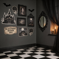 Autocollants découpés à l'emporte-pièce House of Mysteries, décorations d'architecture victorienne effrayante pour Halloween et décoration gothique