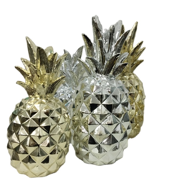 Factory Hot Sale Holiday Ornaments Gold and Silver Pineapple with Tree Pendant Resin Mold Gifts Crafts for Indoor Home Decor