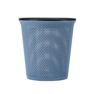 Large Minimalist Trash Can 10L Imitation Rattan Cylindrical Indoor Waste <b>Bin</b> Fog Gray Beige Blue - Product Image 4