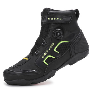 Botas de Motocicleta para Hombre y Mujer, de Cuero Genuino, Color Negro, a Media Pantorrilla, con Logotipo Personalizado, para Carreras Todoterreno y Viajes - Product Image 1