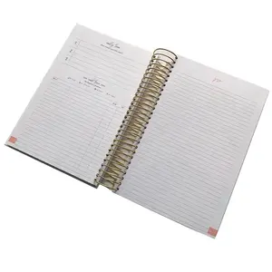 Vendita calda anello d'oro personalizzato a spirale filo rilegato giornale carta Offset griglia Notebook organizzatori