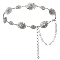 Ceinture chaîne ovale style western pour femme, ceinture chaîne en métal pour robes et jeans, style cowgirl