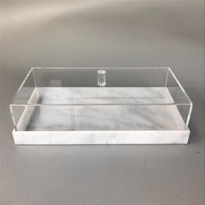 Rectangle Clear Marble Lucite Acrylic Cake <b>Display</b> <b>Cases</b> Customized Color Logo Customized Shape 3-5mm Thick Professional Service - Product Image 3